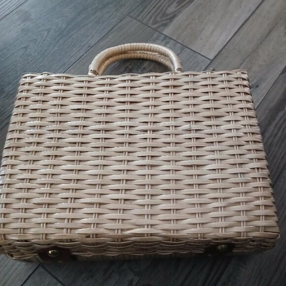 Rare Vintage Wicker Straw Purse Handbag Multi Colored Floral-Made in Hong Kong - Picture 6 of 6